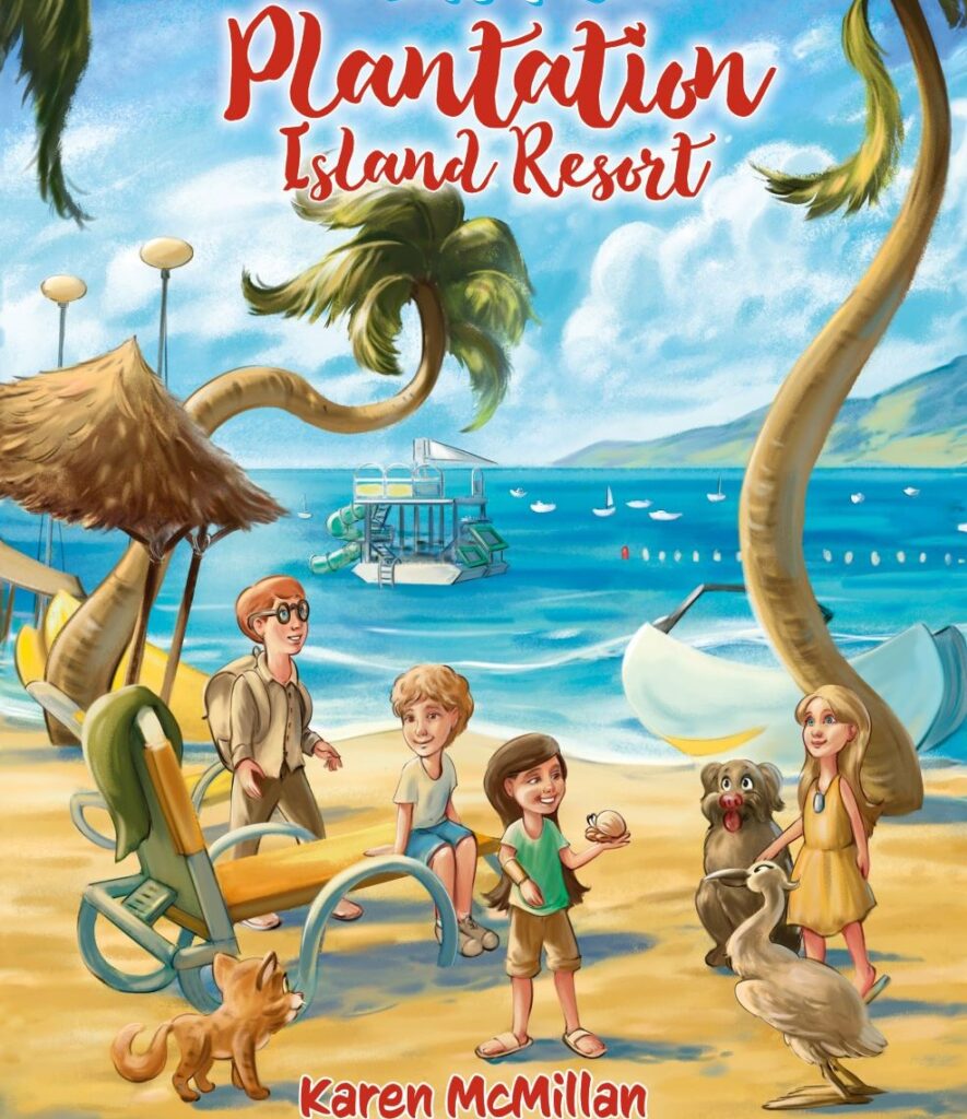 Colourful cover of the Plantation Island Resort children's book.