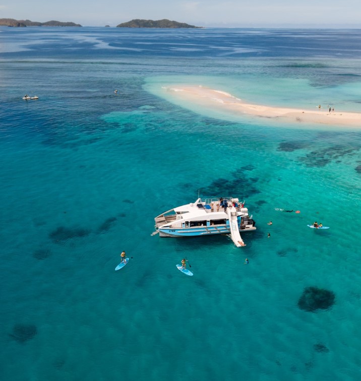 South Sea Cats catamaran Lynx at sea in Fiji.