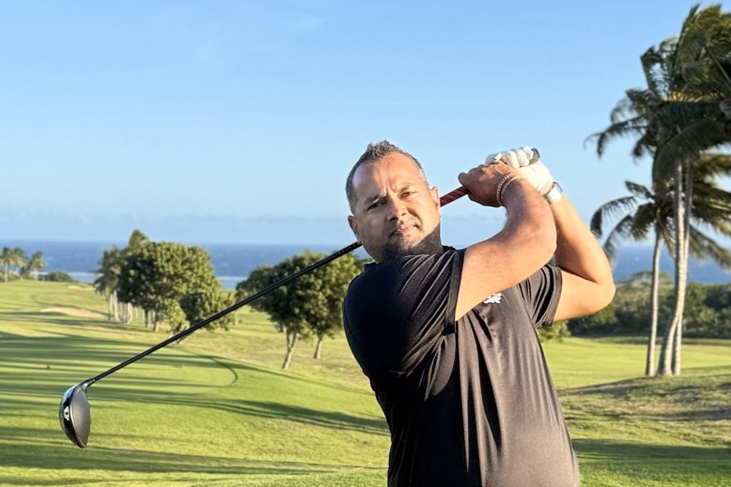 Rajiv Prasad on course at Natadola Bay Championship Golf Course at Natadola in Fiji.