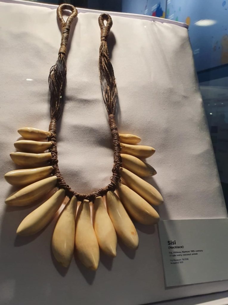 Whales tooth necklace at the Fiji Museum in Suva, Fiji. EXPLORE Fiji photo.