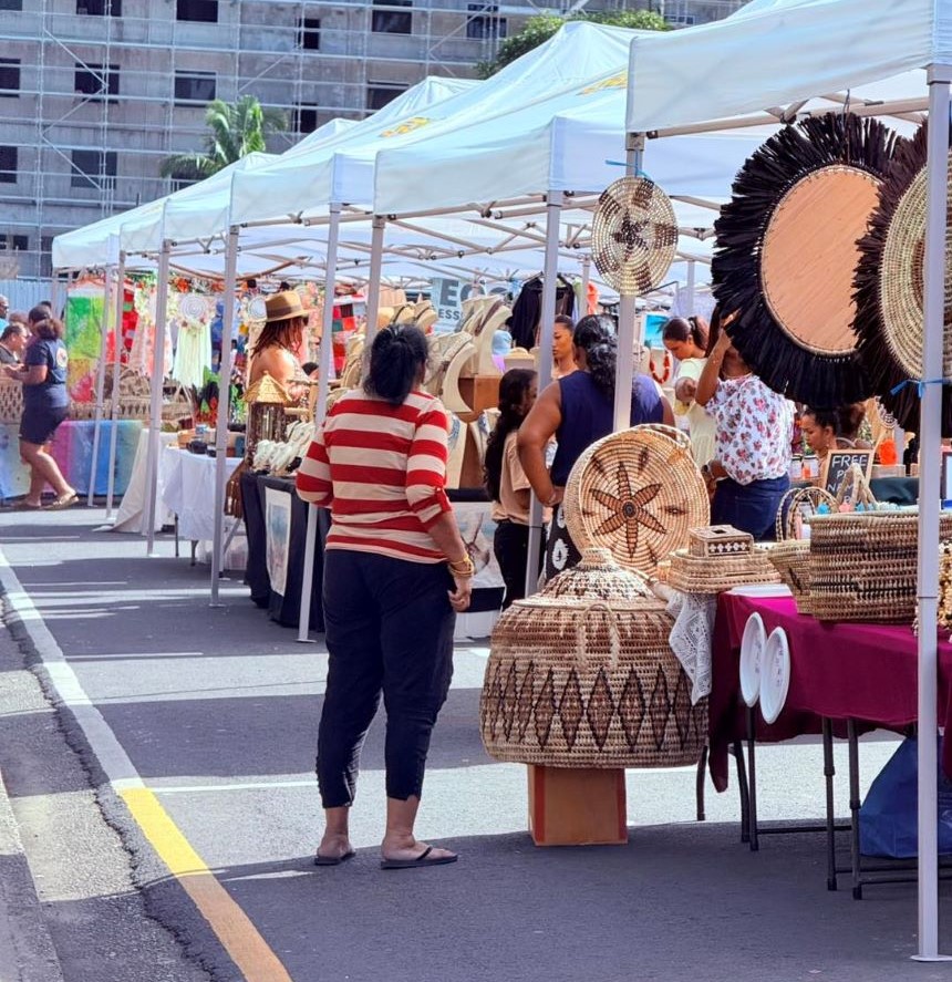 Island treasures, handmade with soul. Stalls at the ROC Market in Suva, Fiji. Gold FM Fiji photo.