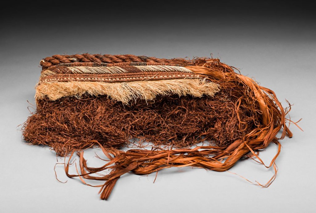 A liku worn by a married Fijian woman of chiefly rank, made from vau (hibiscus bark). Likely dating no later than the 1860s, this garment illustrates traditional Fijian weaving and ceremonial dress. Smithsonian Institution, Department of Anthropology, E23997-0. Photo by Lucia RM Martino.