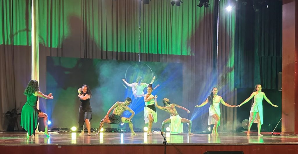 The Oceania Dance Theatre performing on stage at DANCE FEST FIJI 2025 held at the Suva Civic Centre in Suva, Fiji