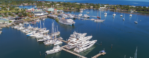 Superyachts berthed at Port Denarau Marina in Fiji.