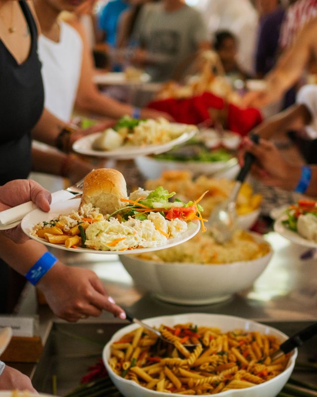 Tropical BBQ lunch spread served on Kadavu Lailai island in Fiji.