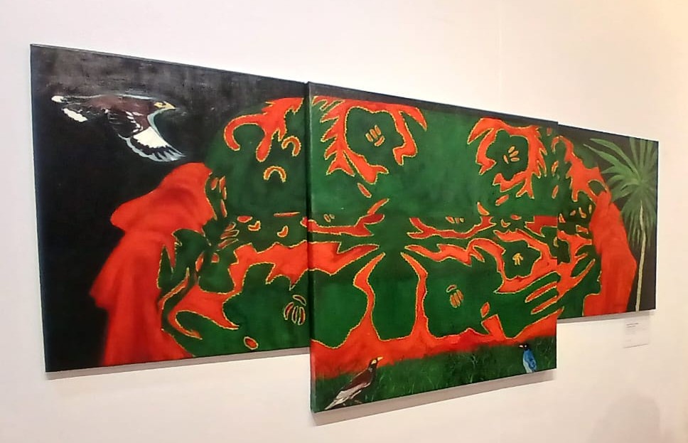 Susie Elliott’s Lacadrau triptych artwork exploring memory, craftsmanship and belonging in the HOME+LAND exhibition