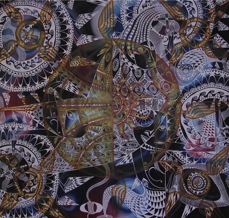 Trinity oil painting by Fijian artist Josaia Waqabaca McNamara first exhibited in London