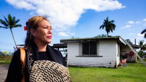 Image of Bulou Nina Nawalowalo ONZM outside Fiji Juvenile Rehabilitation and Development Centre after the screening to boys and staff there of her award-winning feature documentary ‘A Boy Called Piano - The story of Fa’amoana Luafutu’. Photo: Benjamin Wheeler